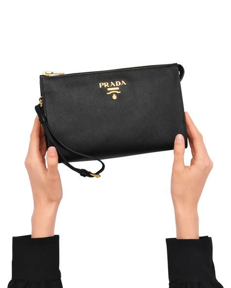 saffiano leather pouch prada